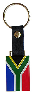 South African Flag Keyring with Leather Strap