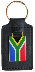South African Flag Leather Backed Keyring
